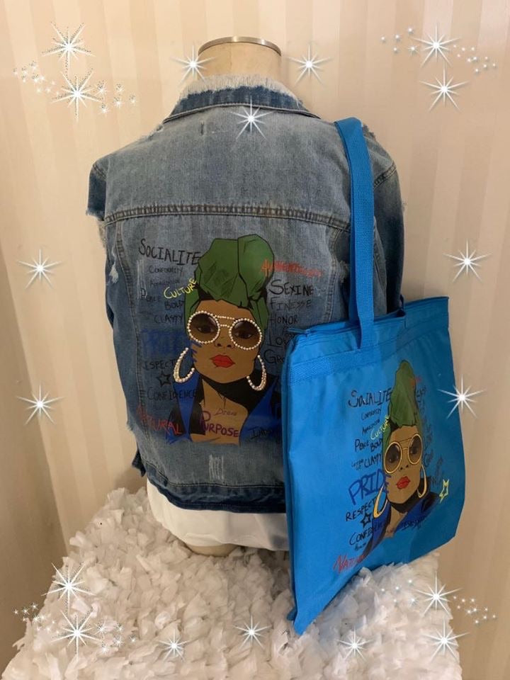 Vest jacket with matching tote bag