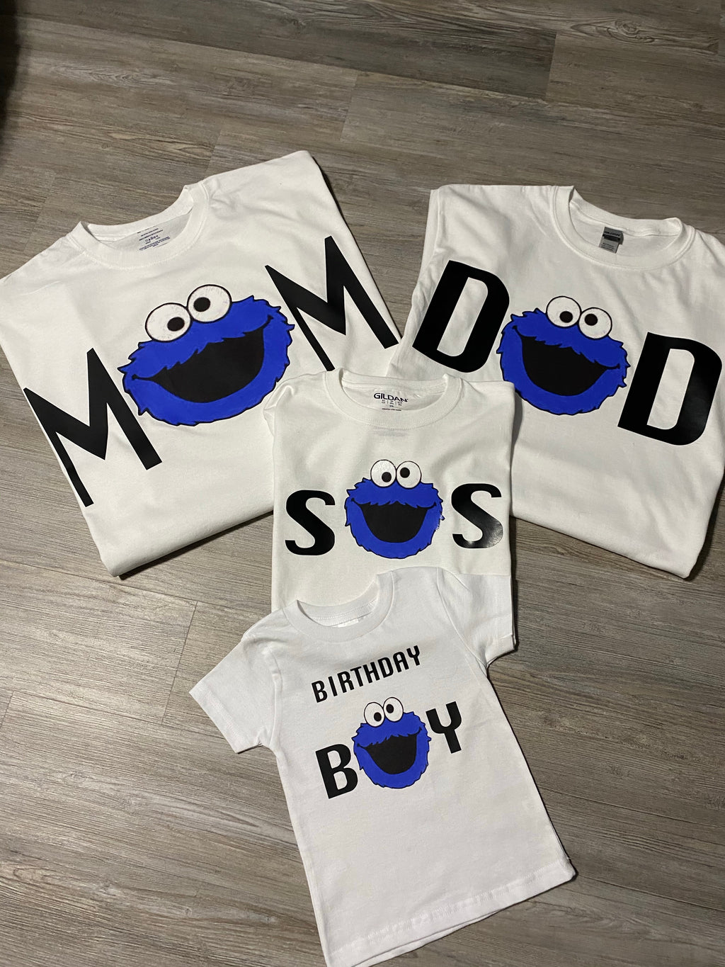 Family cookie monster birthday shirts