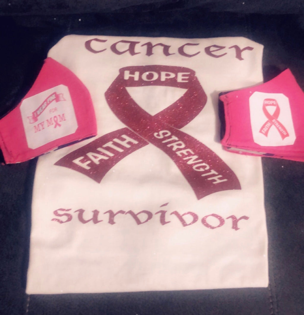 Custom made Breast Cancer Survivor shirt and Face Mask